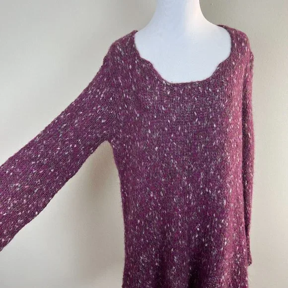 Tricots Jean Marc Tunic Sweater M Purple Open Knit Wool Mohair Blend Womens - Picture 4 of 11